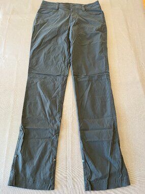 Women's Eddie Bauer Guide Pro Snap Ripstop Roll Up Gray Nylon Pants Size 4
